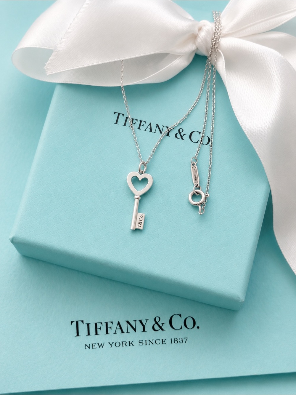 Authentic Tiffany & Co. Heart Key Pendant Necklace